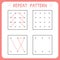 Preschool worksheet for practicing motor skills. Repeat pattern. Working pages for children. Kindergarten educational game for