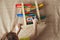 Preschooler baby learns to count. Cute child playing with abacus toy. Little boy having fun indoors at home, kindergarten or day c