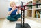Preschooler boy playing with big construction building crane toy at home. Kids leisure activity. Entertainment for children