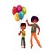 Preschooler and teenage black, African American boys, brothers with balloons