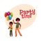 Preschooler and teenage black, African American boys, brothers with balloons