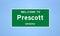 Prescott, Arizona city limit sign. Town sign from the USA.