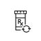 Prescription drug refill. Pill bottle with label. Pixel perfect, editable stroke icon