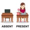 Present and Absent vector illustration design