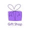 Present box continuous editable line vector illustration with violet wrap.