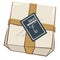 Present box with decorative ribbon and best wishes