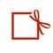 Present box icon. Red silhouette gift box with bow with place for text.