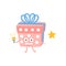 Present Box With Party Horn Children Birthday Party Attribute Cartoon Happy Humanized Character In Girly Colors