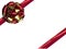 Present with isolated red and gold bow with ribbon and blank space