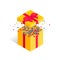 Present opened gift box confetti