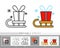 Present santa gift box delivery on sled line icon