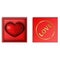 Present for Valentine`s day or wedding card mockup, 3D realistic open box of red cardboard with a heart inside and an inscription