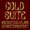 Presentable retro style font. Golden capital letters. english alphabet with text Gold Suite