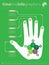 Presentation with 5 parts or elements. Eco Infographics with human hand silhouette on green background