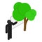 Presentation concept icon isometric vector. Stickman near white board green tree