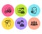 Presentation, Idea and Mindfulness stress icons set. Person talk, Face attention and Group signs. Vector