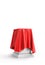 Presentation pedestal covered with a red silk cloth