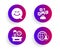Presentation time, Smile face and Quiz test icons set. International recruitment sign. Report, Chat, Interview. Vector