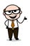 Presenting - Retro Cartoon Office old Boss Man Vector Illustration