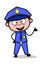 Presenting - Retro Cop Policeman Vector Illustration