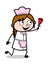 Presenting a Rose - Retro Cartoon Waitress Female Chef Vector Illustration