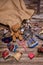 Presents and gifts of Santa\'s sac: old wooden antique toys for c