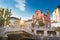 Preseren square and Franciscan Church of the Annunciation, Ljubljana, Slovenia, Europe.