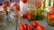 preservation tomatoes in jars. Selective focus.