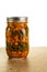 Preserved beans and carrots in a jar