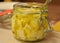 Preserved cheese in olive oil. Mountain food