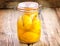 Preserved lemons with sea salt and spices. Moroccan cuisine. Vintage style.