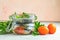 Preserved marinated sea fish in glass jar