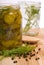 Preserving pickles with dill and peppercorns