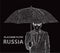 The President of Russia Vladimir Putin with an umbrella