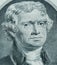 President Thomas Jefferson face on us two dollar bill closeup ma