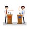 Presidential debate. Cartoon flat illustration