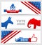 Presidential Election 0f USA 2020. Vote, Voting. Set American Advertising Cards