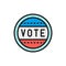 Presidential election sticker, vote label flat color line icon.