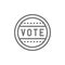 Presidential election sticker, vote label line icon.