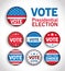 Presidential election usa vote buttons with stars set vector design