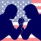 Presidential elections, candidates portrait silhouettewith arm wrestling, USA