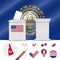 Presidential elections in New Hampshire. Vector flag, ballot box, speaker's podium, map and voting icon set