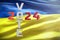 Presidential elections in Ukraine 2024. The inscription Vote and 2024 on the background of the Ukrainian flag. 3D render