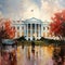 Presidential Impressions: A Whimsical White House in Brushstrokes