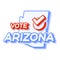 Presidential vote in Arizona USA 2020 vector illustration. State map with text to vote and red tick or check mark of choice.