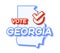 Presidential vote in Georgia USA 2020 vector illustration. State map with text to vote and red tick or check mark of choice.