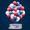 Presidents day background with red, white, and blue balloons. USA national public holiday