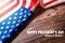 Presidents day celebrate American flag on wooden background