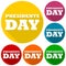 Presidents day icons set with long shadow