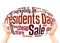 Presidents day sale word sphere cloud concept